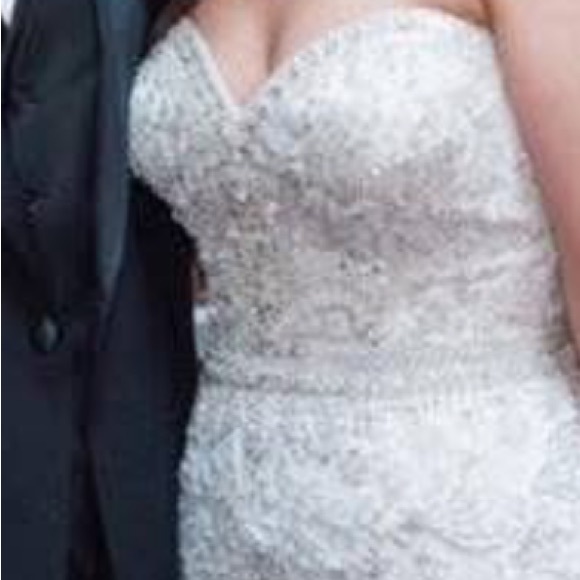 Allure couture c288 bridal wedding gown beaded mermaid lace ivory champagne - Picture 7 of 9